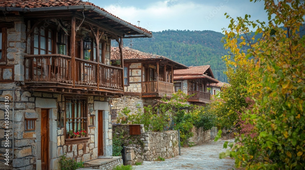 Traditional architecture in a quaint village, capturing the charm of rural life Traditional architecture in a quaint village, capturing the charm of rural life