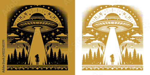 alien ufo invasion over forest