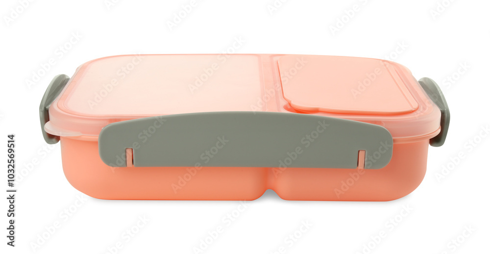 One plastic lunch box isolated on white One plastic lunch box isolated on white