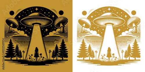 ufo in the mushroom forest