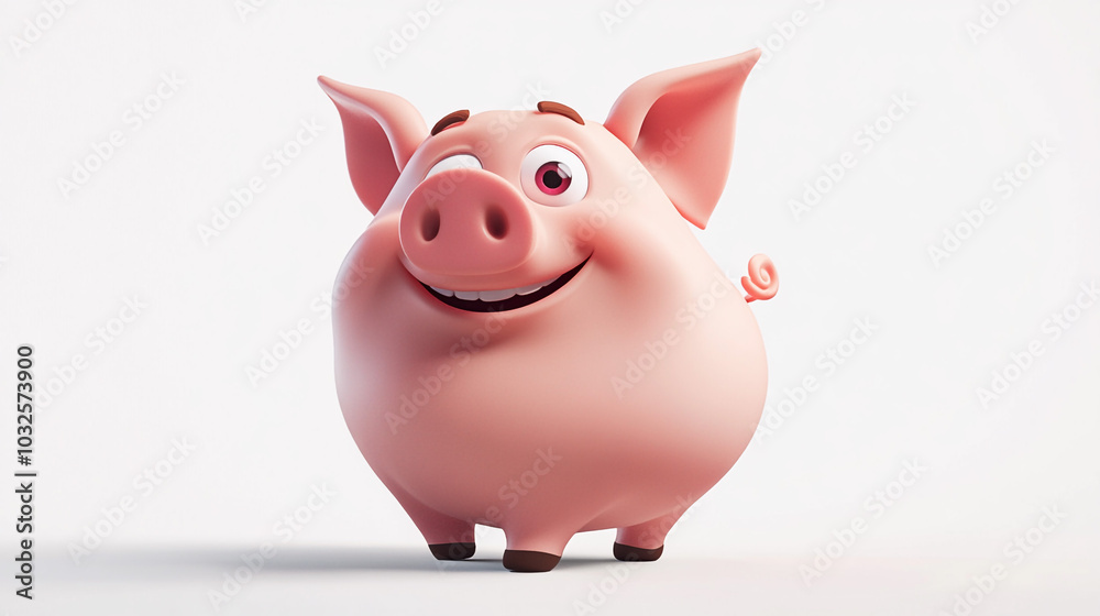 Cute Cartoon Pig Winking and Smiling 3D Render Cute Cartoon Pig Winking and Smiling 3D Render