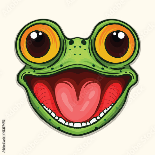 Funny frog head big eyes  Character illustration for kids