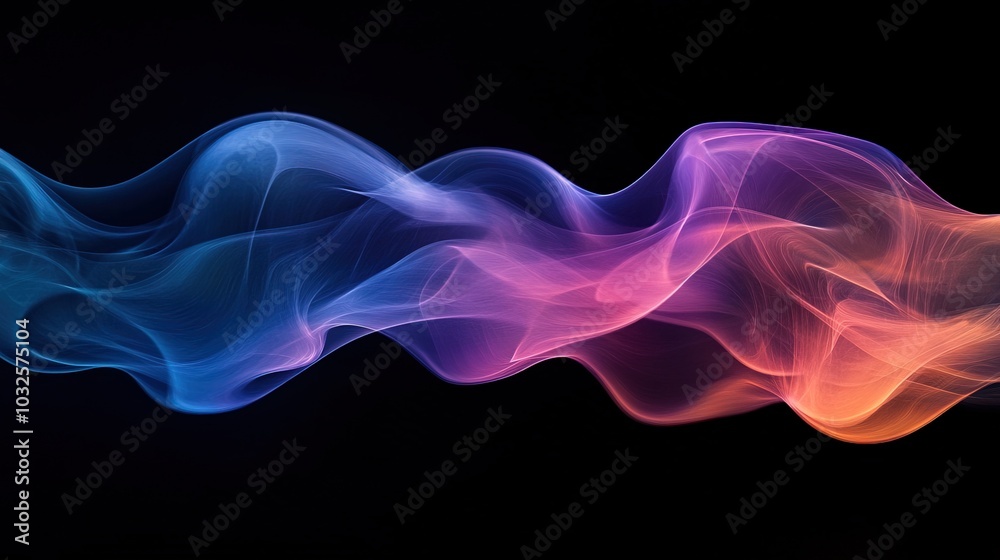 Dynamic motion of colorful cigarette smoke waves Dynamic motion of colorful cigarette smoke waves