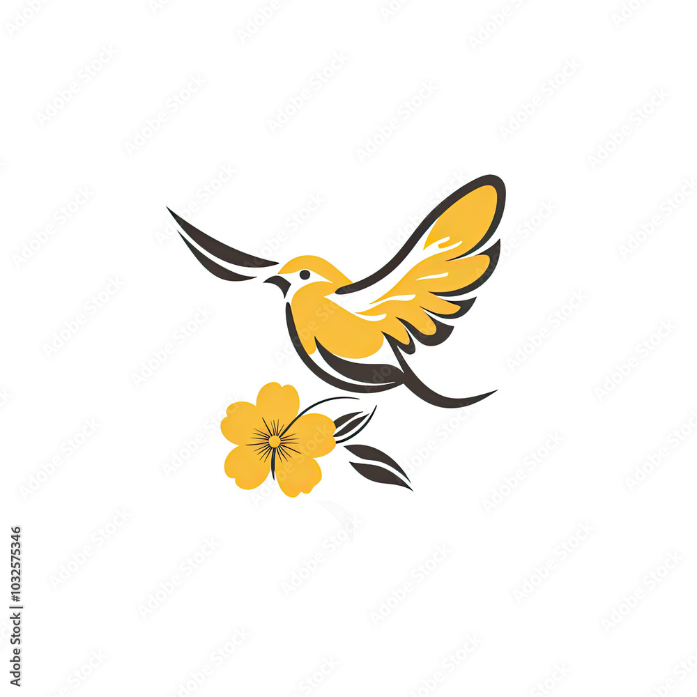 Beautiful Canary Bird Logo, Yellow Bird Design for Your Corporate and Business Graphic Resource or Creative Project, Ai Generative