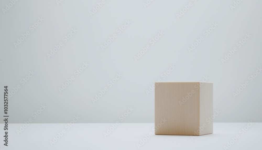 A clean, minimalist wooden display stand on a plain white background, highlighting its natural texture and elegant, understated design A clean, minimalist wooden display stand on a plain white background, highlighting its natural texture and elegant, understated design