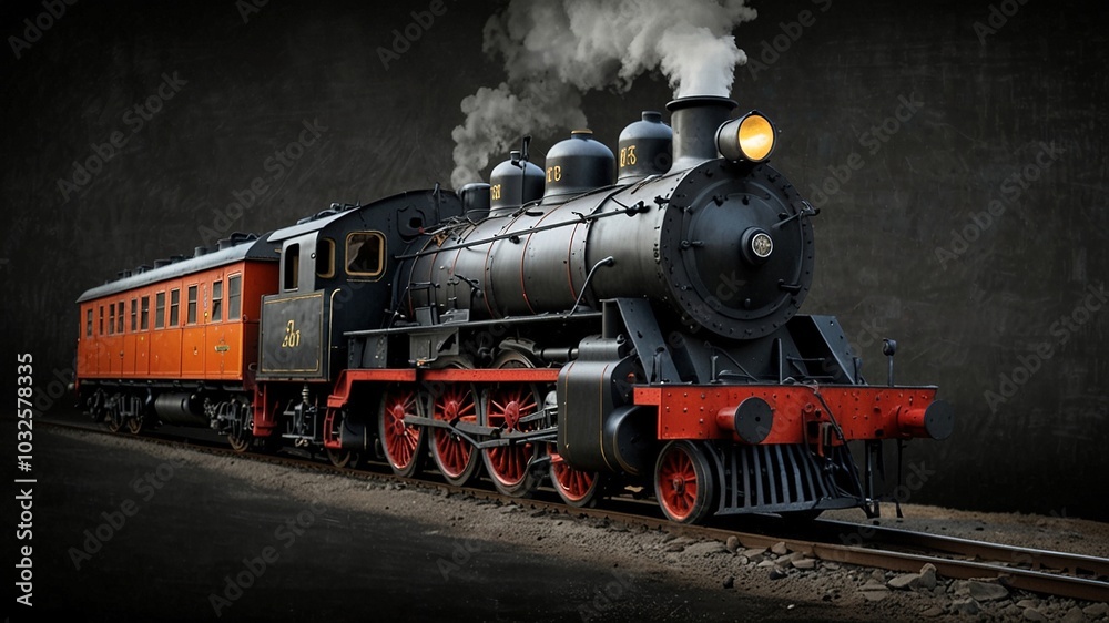 Naklejka premium Chalk Drawing of a Steam Locomotive on Blackboard - Thumbs Up Transportation Concept for Education and Learning Materials