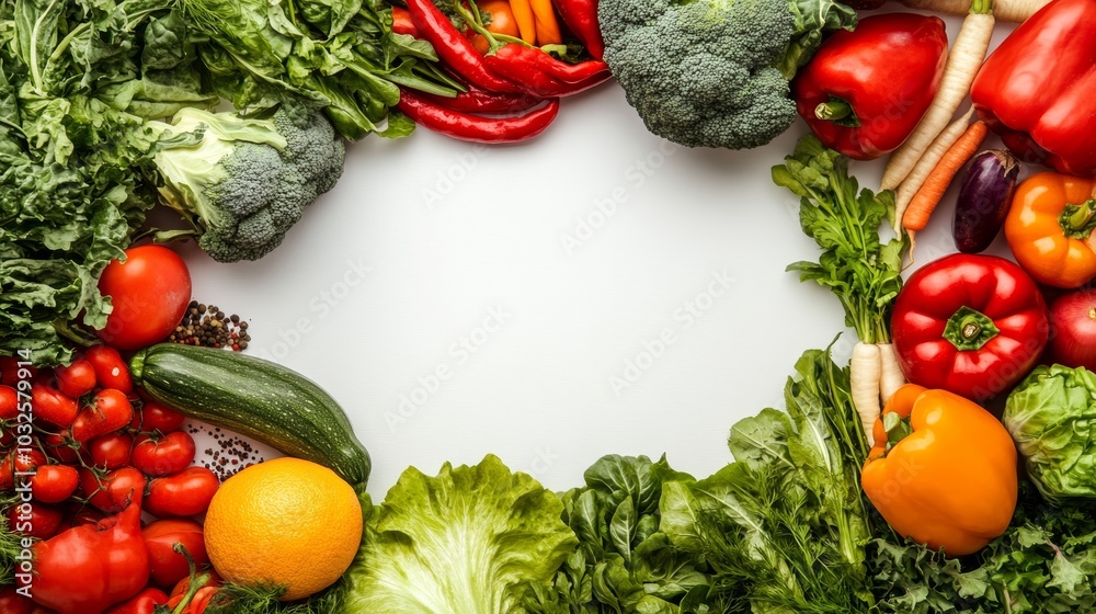 Vibrant circle of fresh vegetables, a colorful celebration of healthy eating