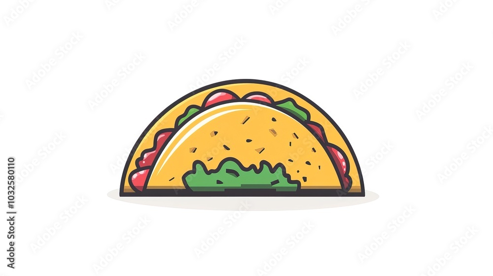 Simple graphic logo of color taco on white background Simple graphic logo of color taco on white background