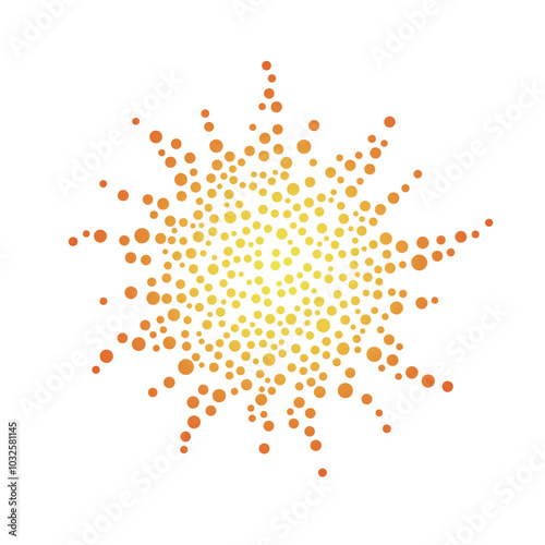 Sun icon vector isolated on white background for your web and mobile app design, Sun logo concept. Sun abstract shape pointilism. Modern contemporary design. Visual interest, artistic interpretation.