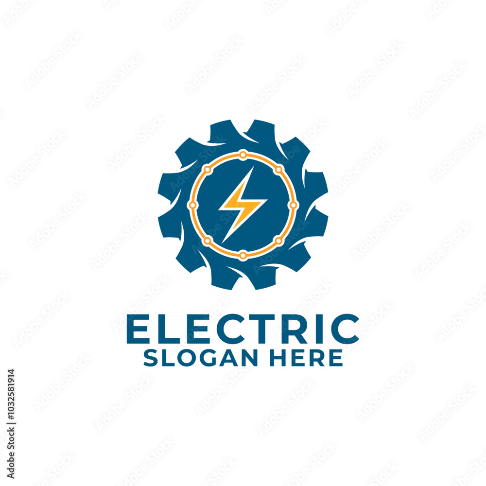 Fototapeta premium Electric Logo Bolt Energy Company, Gear and Thunder Electric Lightning Bolt Logo