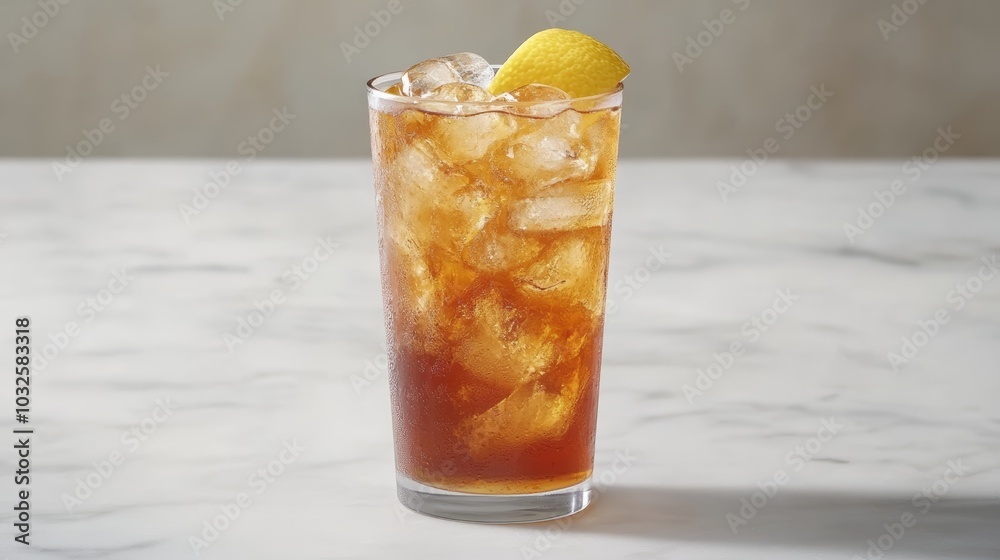 Zesty delight, glass of refreshment with lemon slice refreshing Zesty delight, glass of refreshment with lemon slice refreshing