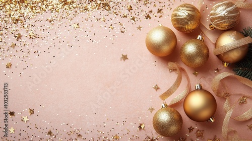 Golden ornaments and shimmering stars create a festive atmosphere for celebra...
