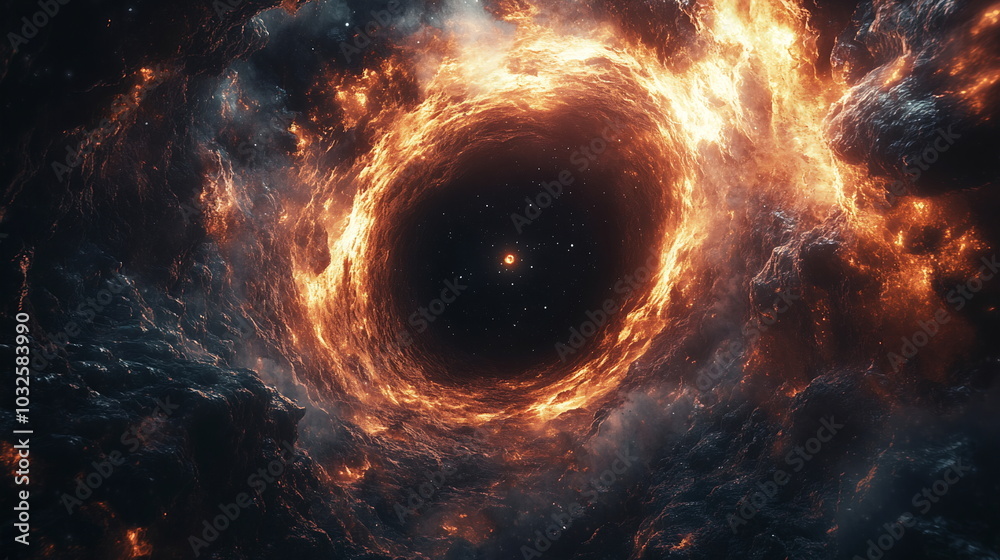 Astronaut Confronts Cosmic Abyss Near Swirling Black Hole