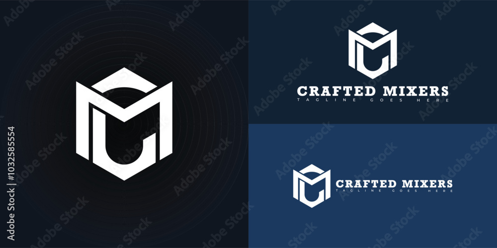 Modern initial hexagon vector letter CM or MC logo in white color isolated on multiple background colors. The logo is suitable for concrete contractor logo design inspiration templates. Modern initial hexagon vector letter CM or MC logo in white color isolated on multiple background colors. The logo is suitable for concrete contractor logo design inspiration templates.
