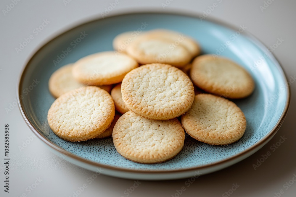 A Pile of Buttery Cookies on a Blue Speckled Plate A Pile of Buttery Cookies on a Blue Speckled Plate