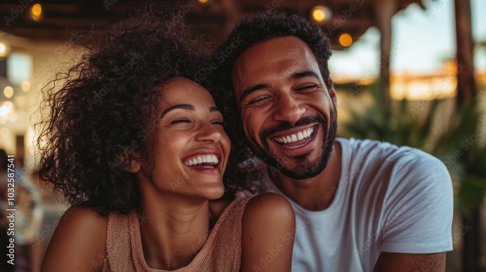 couple laughing together during a casual activity or family event 