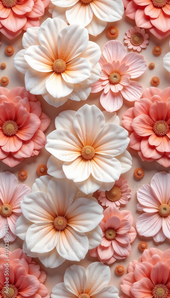 Delicate paper flowers in soft pink and white hues representing femininity and gentleness Delicate paper flowers in soft pink and white hues representing femininity and gentleness