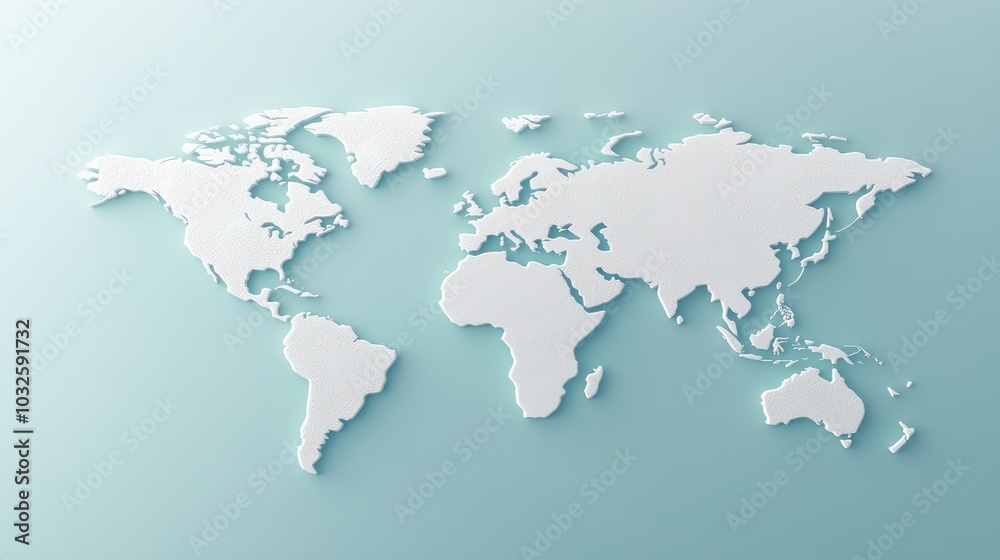 Simplified white world map on blue background, modern minimalist design for educational and marketing purposes. Ideal for presentations and infographics. AI Simplified white world map on blue background, modern minimalist design for educational and marketing purposes. Ideal for presentations and infographics. AI