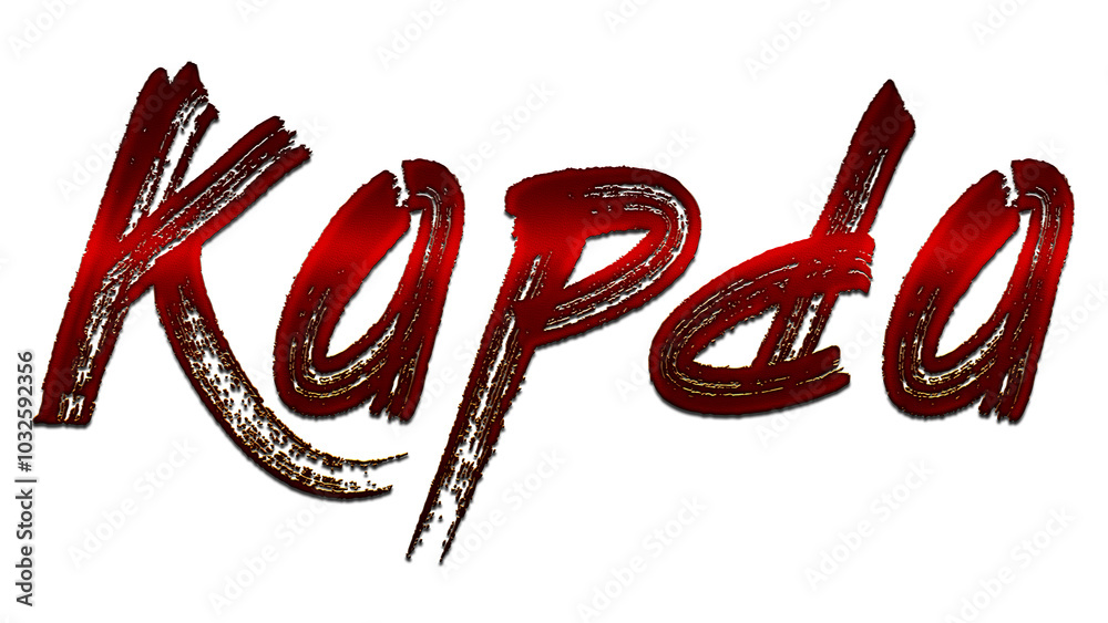 3D blood red Hindi word design of Kapda on white background.