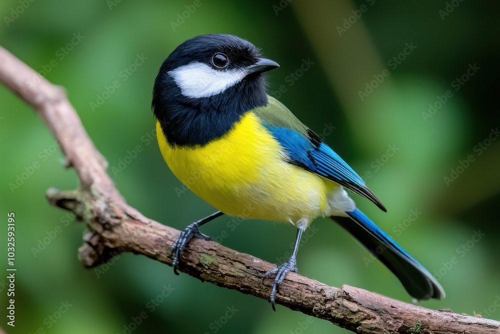 Colorful bird perched on a branch in a natural setting. Colorful bird perched on a branch in a natural setting.