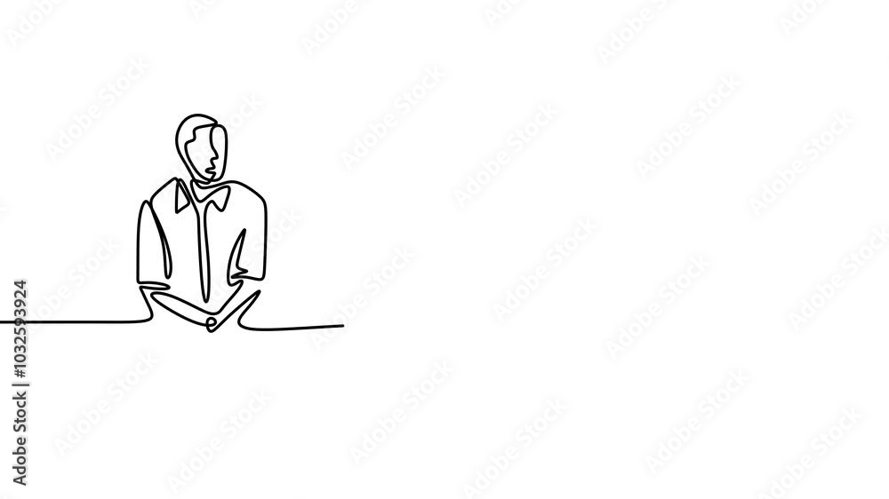 Continuous drawing line art of meeting with black line and white background. One line Continuous drawing line art of meeting with black line and white background. One line
