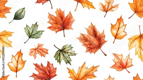 Vibrant Autumn Leaves Pattern - A Beautiful Botanical Illustration of Seasonal Foliage