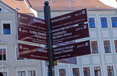 City of Zittau. Direction signs. East Germany. Saxonia. photo