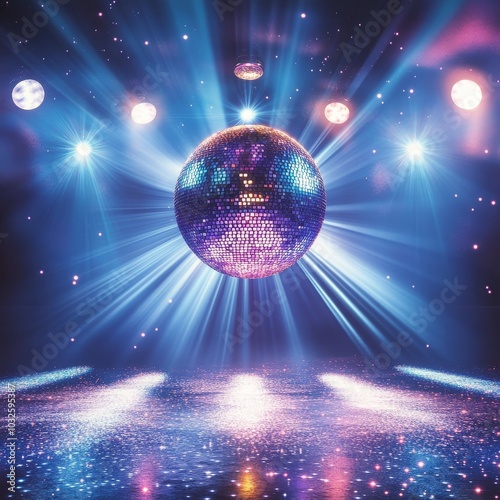 Colorful disco lights creating a vibrant atmosphere in a dimly lit dance club...