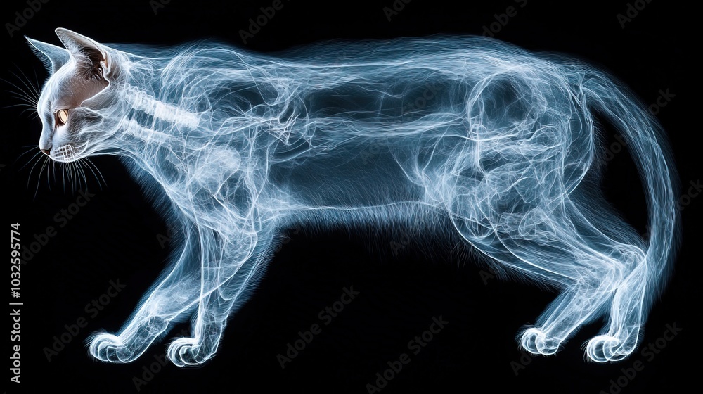 Cat Xray with digital technology overlay Cat Xray with digital technology overlay
