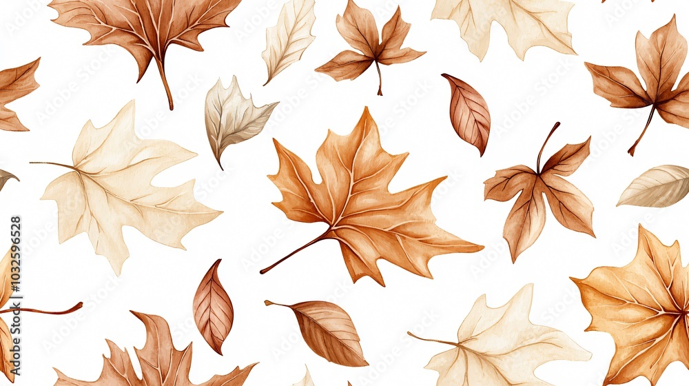 Fototapeta premium Elegant Autumn Leaves Pattern - Beautiful Botanical Design for Warm Seasonal Decor