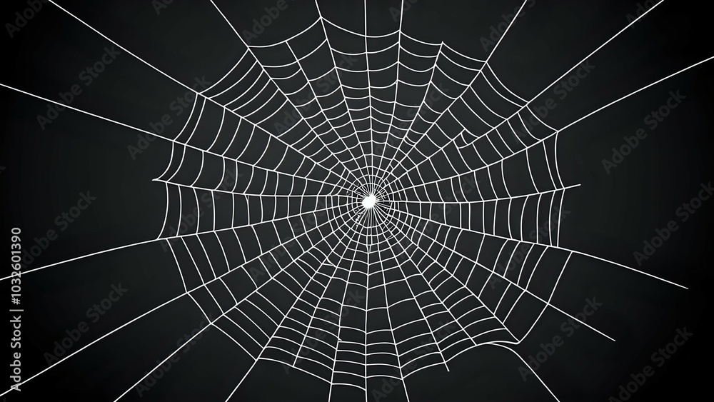 Fototapeta premium White spider web on a black background.