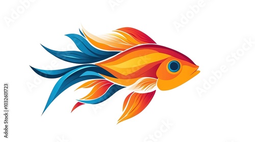 Simple graphic logo of color fish on white background 