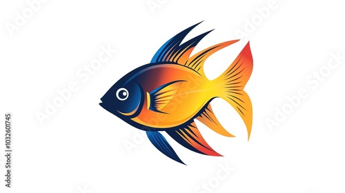 Simple graphic logo of color fish on white background 