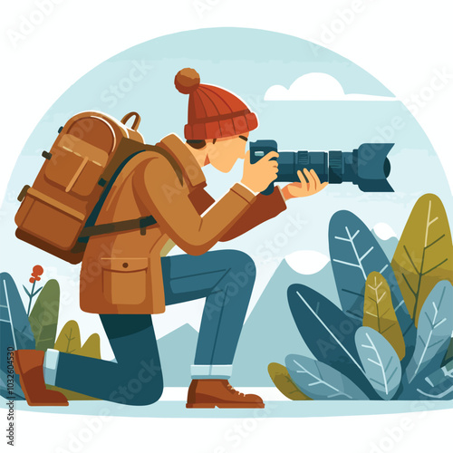 a cameraman is taking photo vector