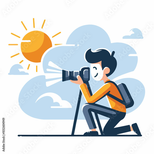 a cameraman is taking photo vector