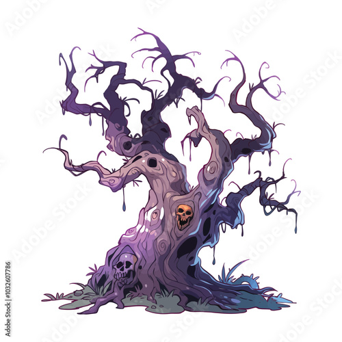 Haunted Spooky Tree Illustration for Halloween