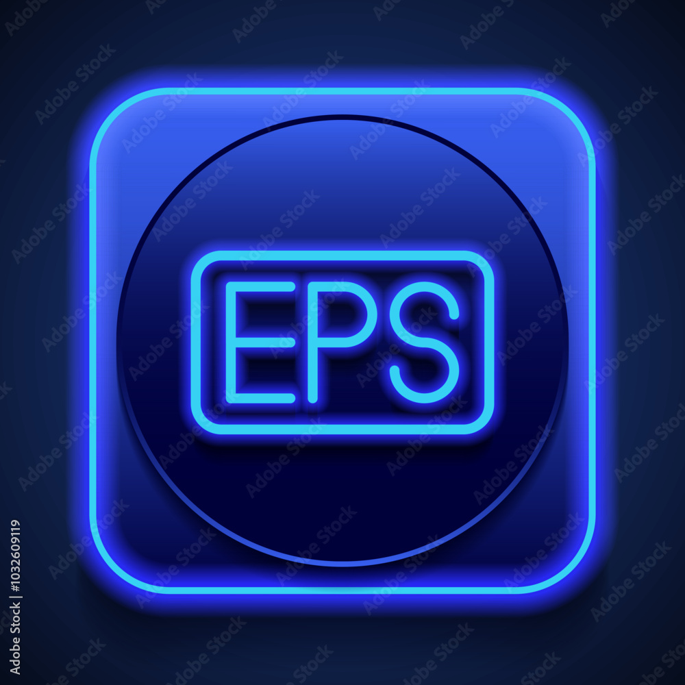 EPS simple icon vector. Flat design. Blue neon style on button. With shadow EPS simple icon vector. Flat design. Blue neon style on button. With shadow