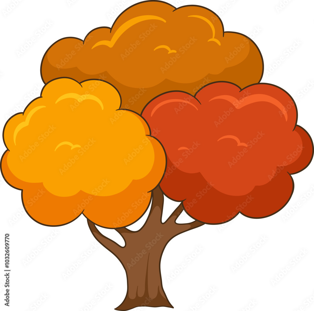 cartoon autumn tree with colorful leaves cartoon autumn tree with colorful leaves