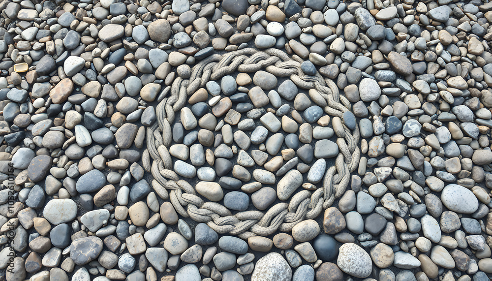 magic Celtic spiral of life made of pebble rocks in nature isolated with white highlights, png magic Celtic spiral of life made of pebble rocks in nature isolated with white highlights, png