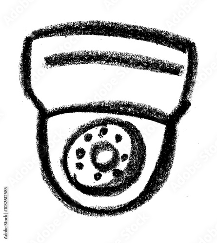 Interior Security Camera Icon Crayon Chalk Drawing Vector