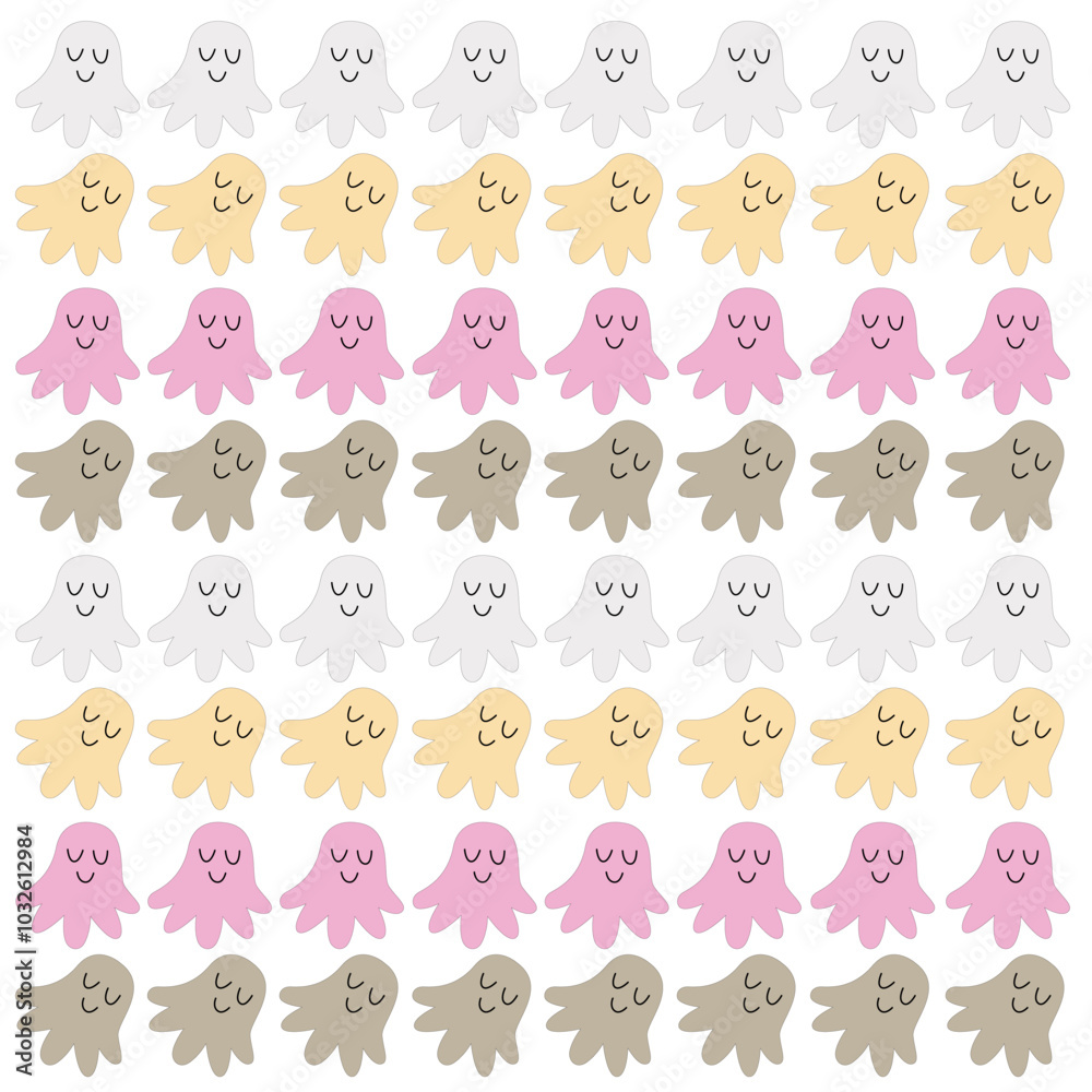 Obraz premium HALLOWEEN FUNNY GHOSTS PATTERN TEXTURE BACKGROUND VECTOR