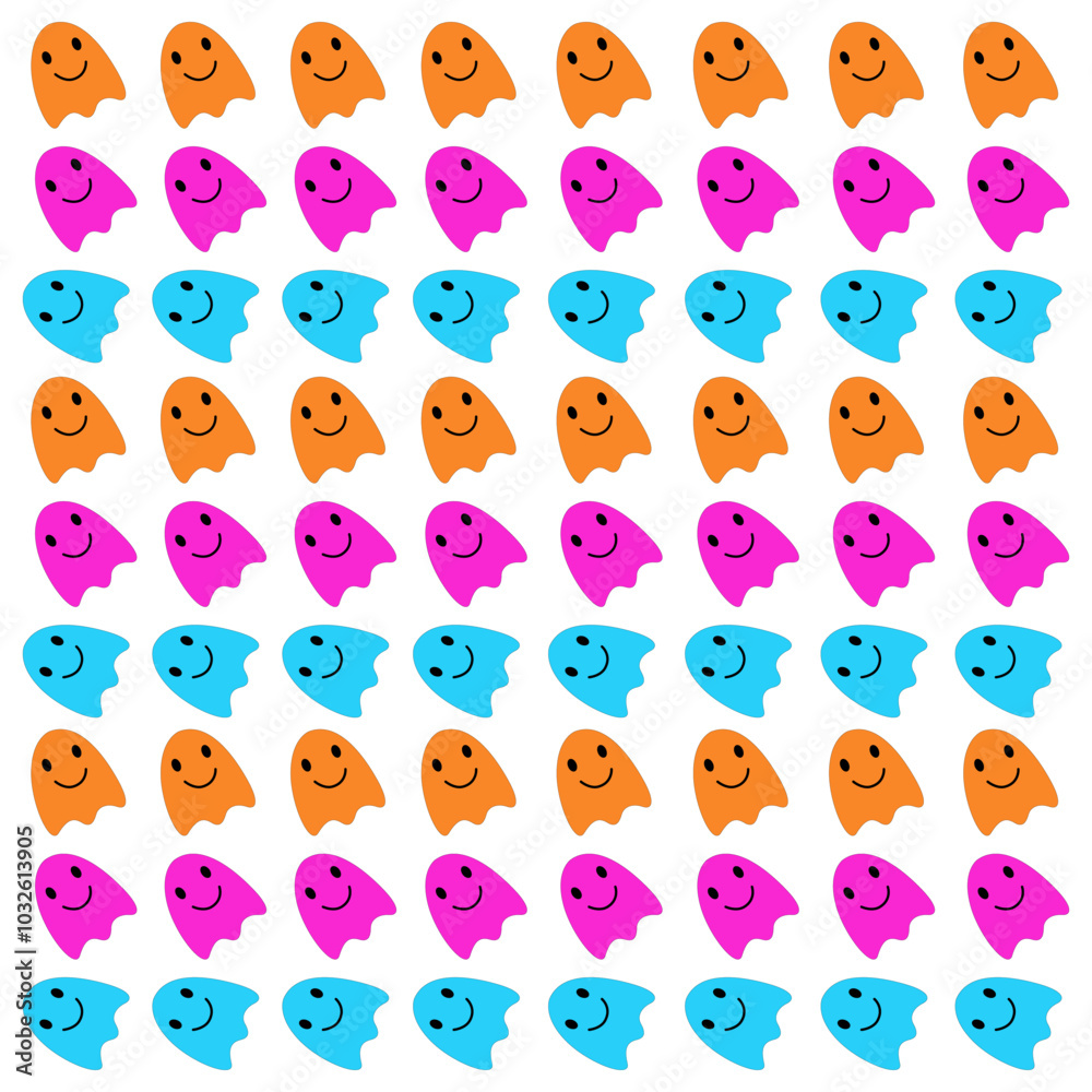 Obraz premium HALLOWEEN FUNNY GHOSTS PATTERN TEXTURE BACKGROUND VECTOR
