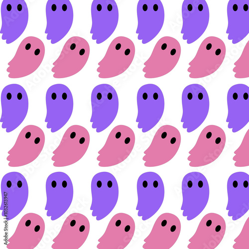 HALLOWEEN FUNNY GHOSTS PATTERN TEXTURE BACKGROUND VECTOR