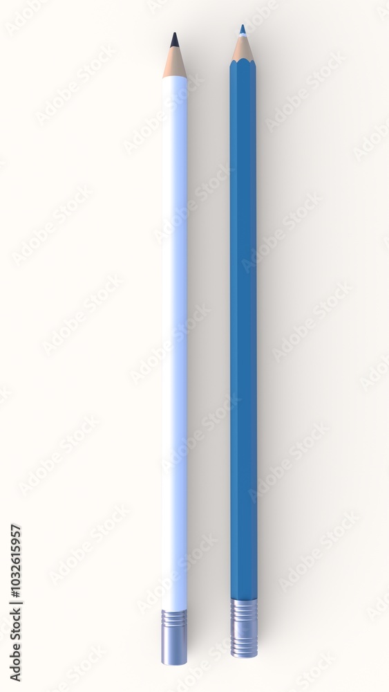 two different kinds of pencils with white background