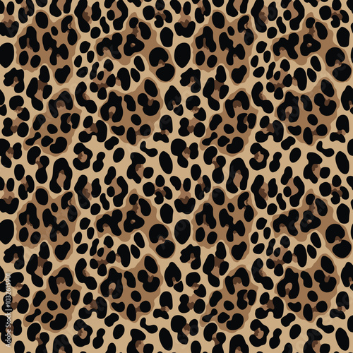 leopard pattern modern print, seamless vector background, design with wild cat spots, stylish skin texture