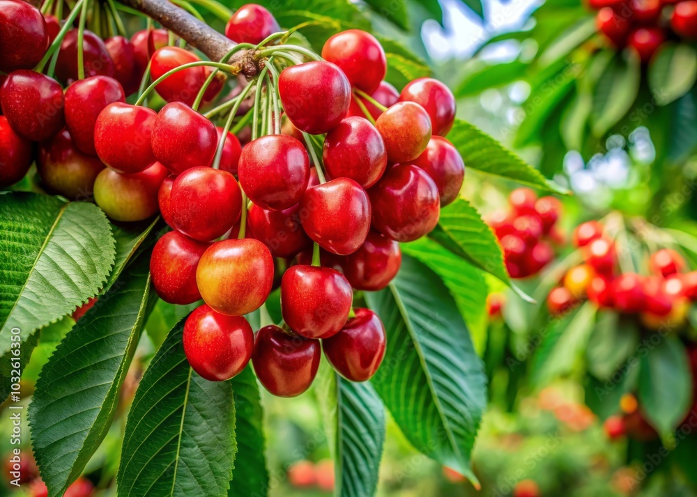 Juicy Cherries on Cherry Tree in Vibrant Nature Setting Juicy Cherries on Cherry Tree in Vibrant Nature Setting