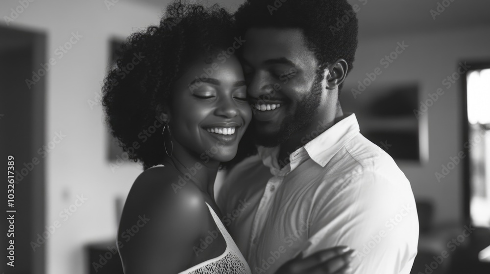 Couple Embracing, Black and White Portrait Couple Embracing, Black and White Portrait