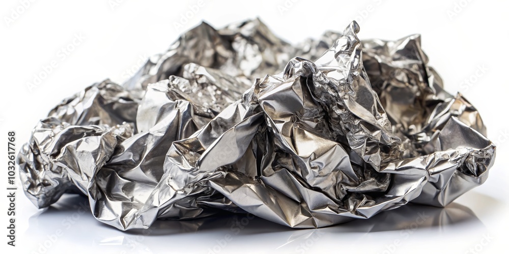 Crumpled Foil Paper Isolated on White Background Crumpled Foil Paper Isolated on White Background