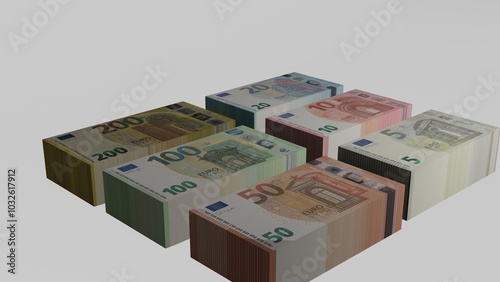 Euro Banknotes with white background