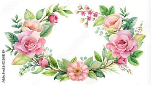 Watercolor Floral Wreath Illustration for Festive Use